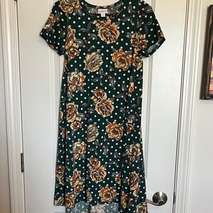 LulaRoe Floral Hunter Green Rose Dress